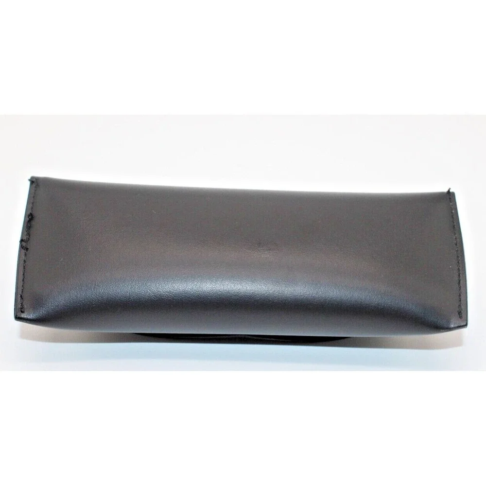 Designer CARFIA Black Leather Sunglasses Eyeglasses Case, Snap Closure